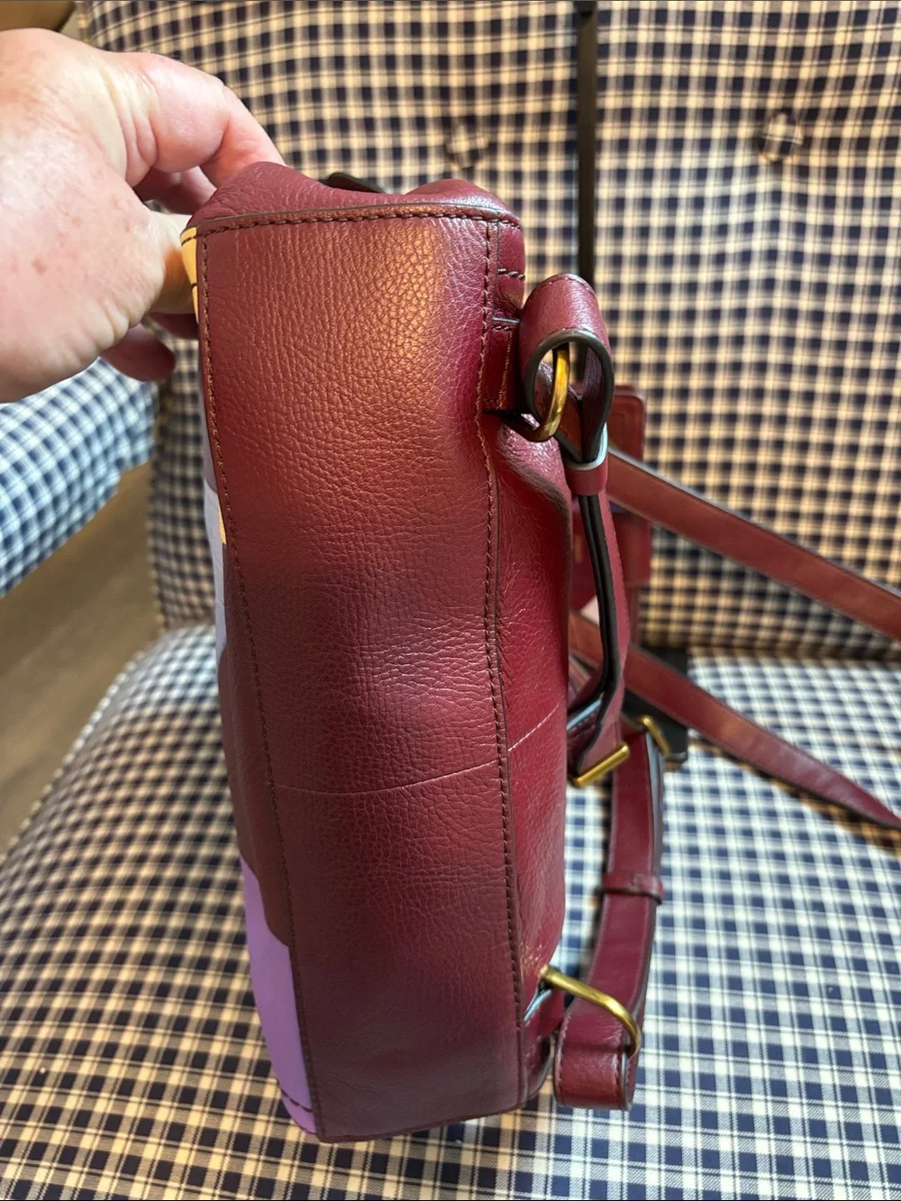 Fossil Patchwork Leather Tote Bag with silk Scarf  and wallet